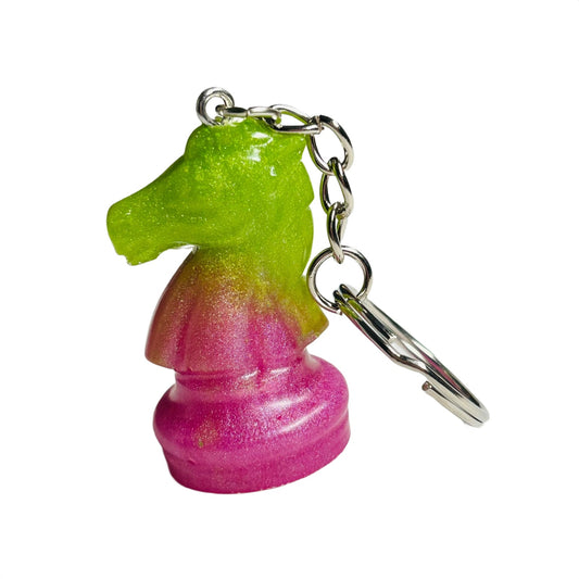 Green/Pink Knight - Handmade Resin Keychain