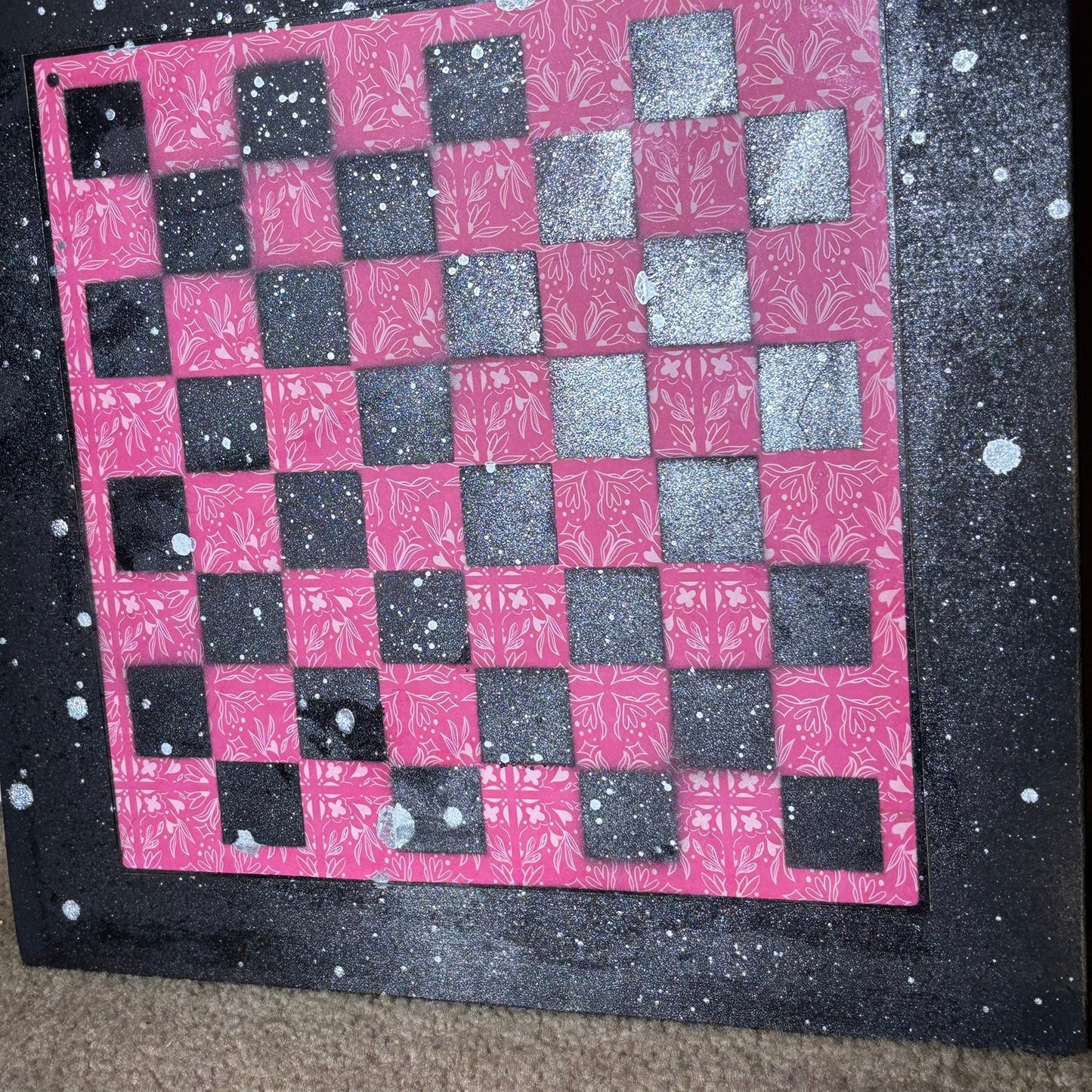 Hot Pink Flower - Large Scrapbook Chess Board