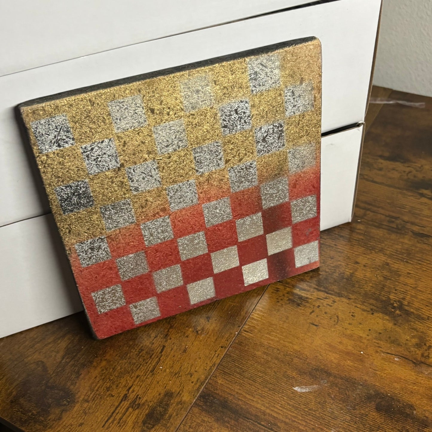 Red & Gold Chrome Hue - Painted Double Sided Chess Board