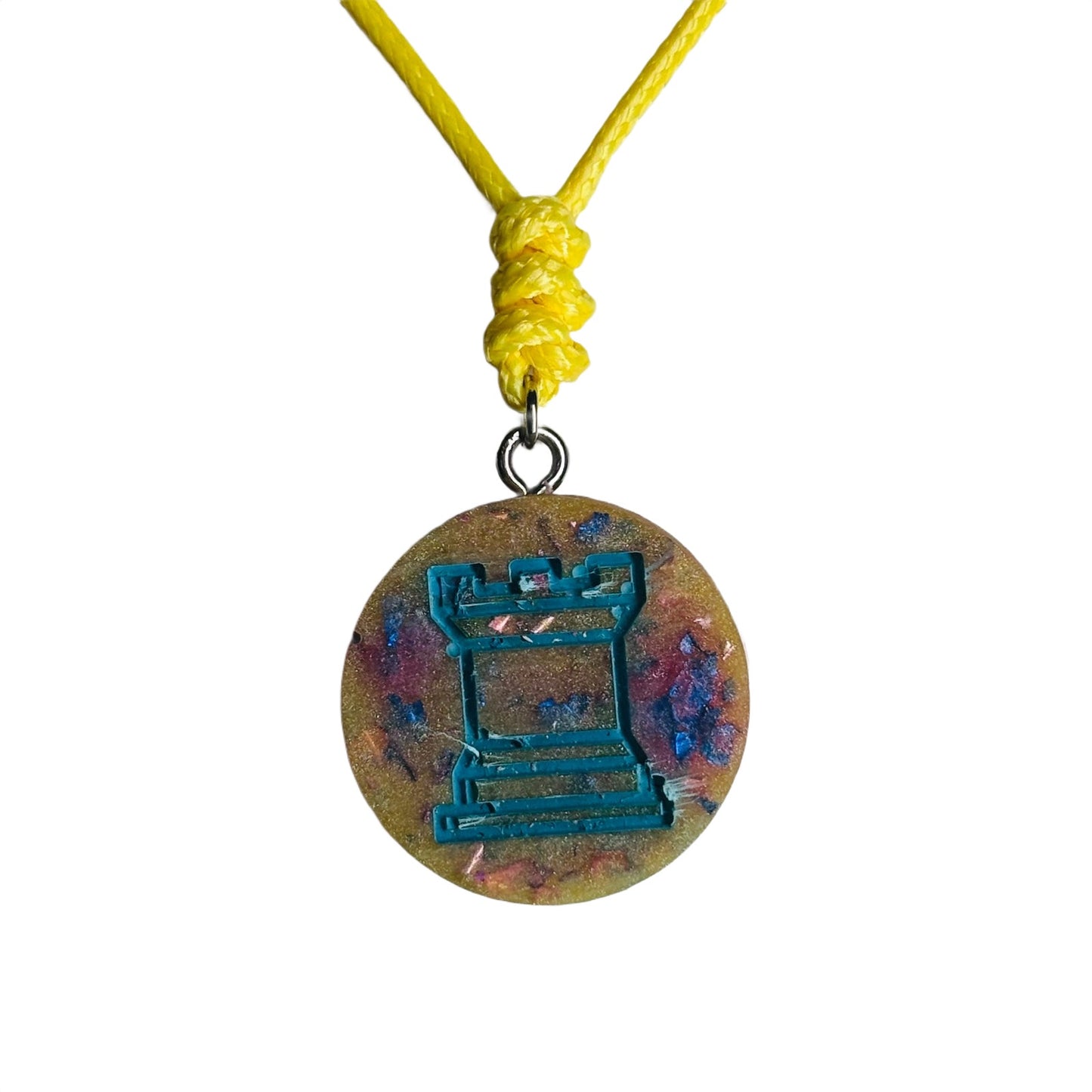 Vivid Rook - Handmade Resin Chess Necklace