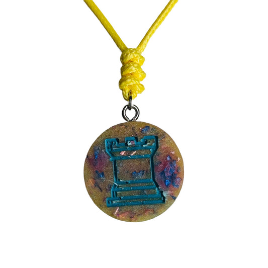 Vivid Rook - Handmade Resin Chess Necklace