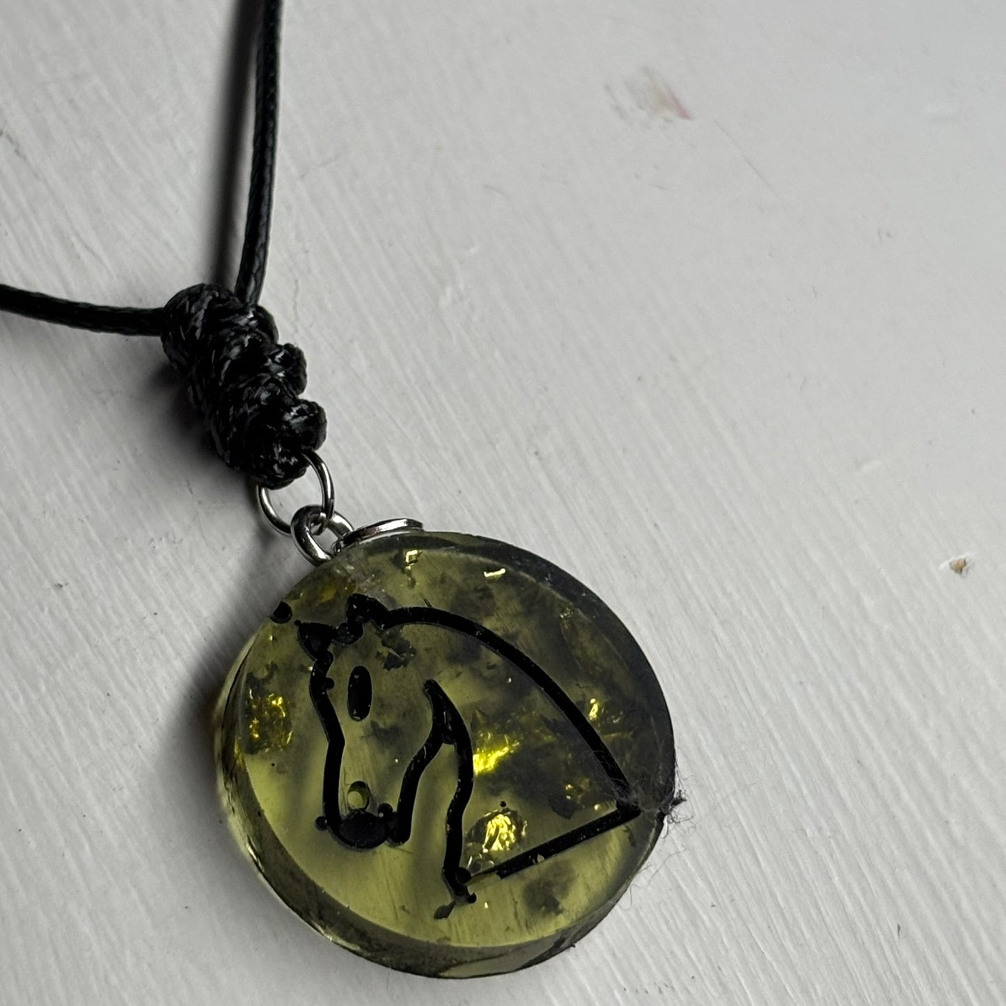 Translucent Green Knight - Handmade Resin Chess Necklace