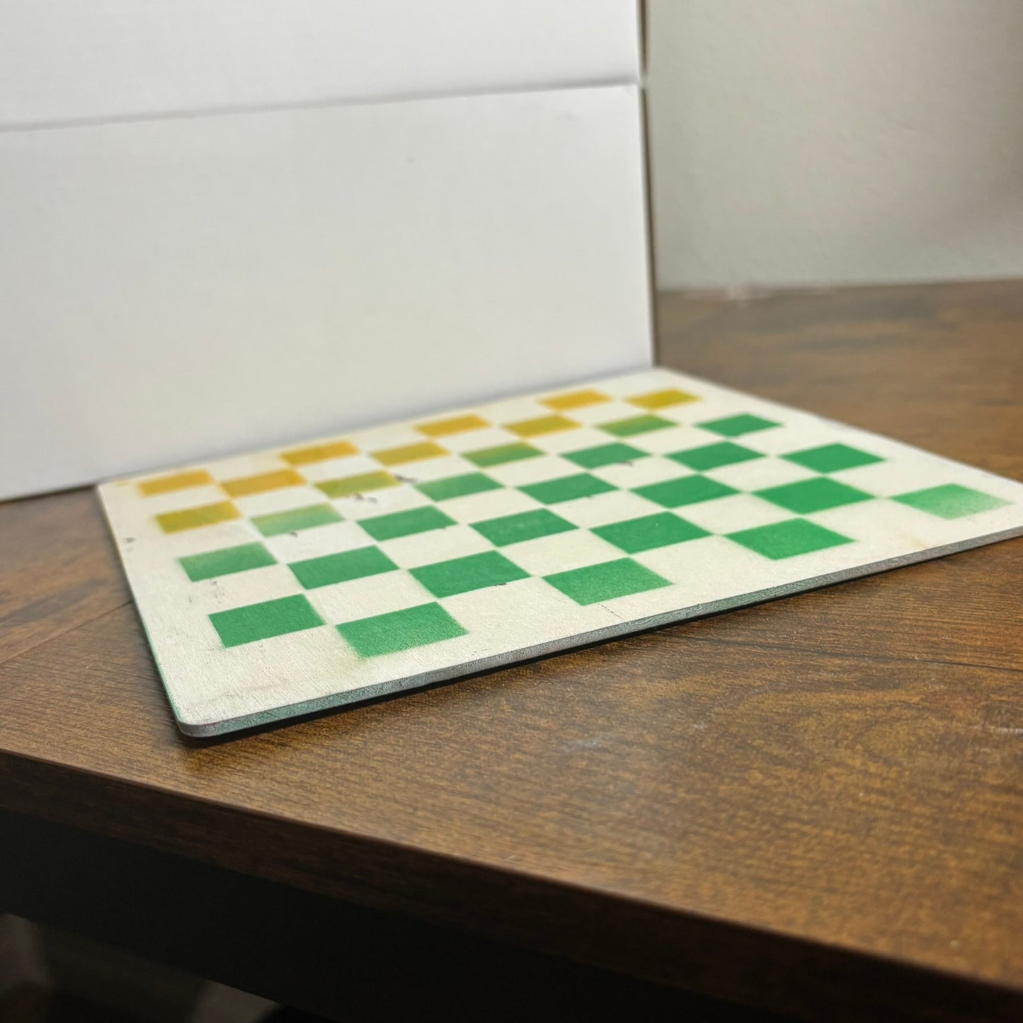 Yellow & Green Mix - Painted Thin Wooden Chess Board