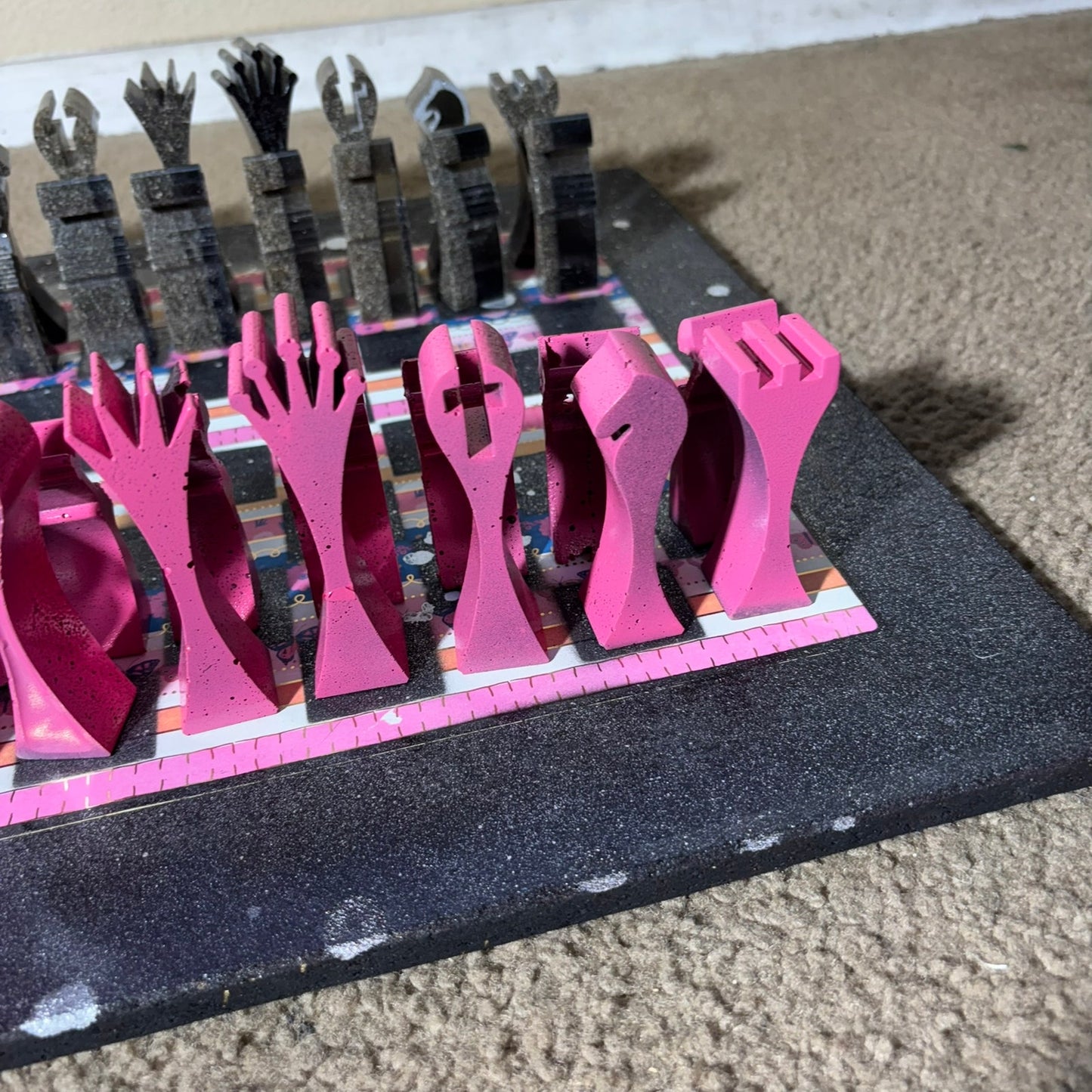 Pink Stripes - Large Deluxe Chess Set