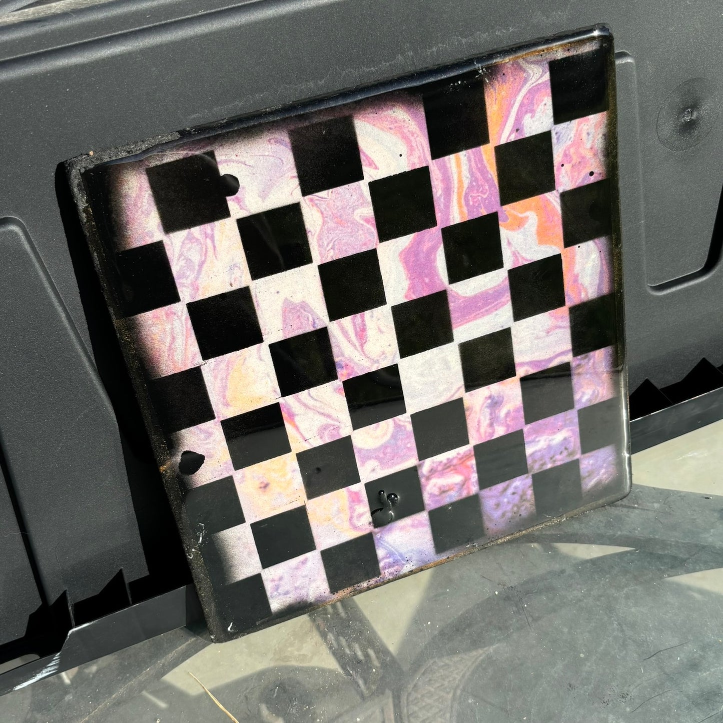 Purple Pink Swirl - Resin Coated Chess Board