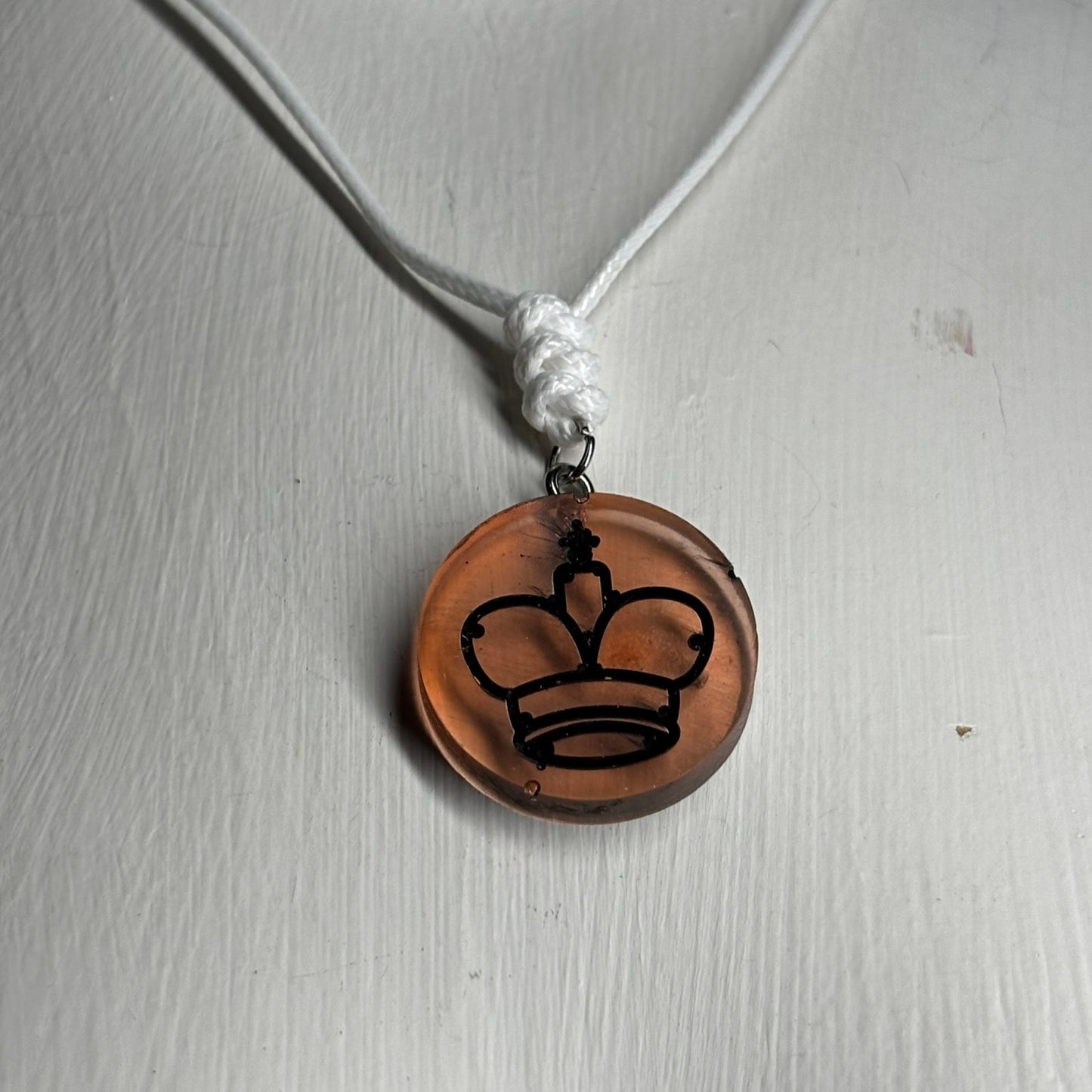 Translucent Orange King - Handmade Resin Chess Necklace