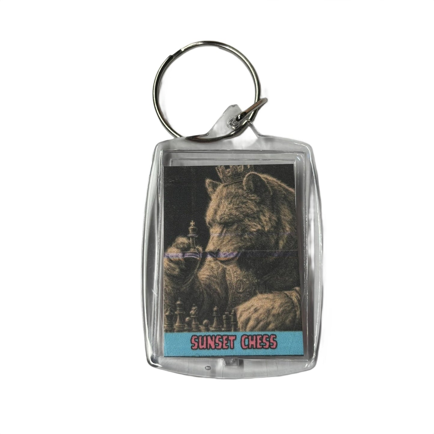 Game Of Bears - Sunset Chess Photo Keychain