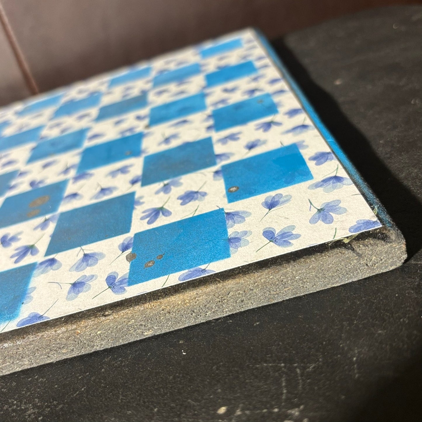 Blight Blue Flowers - Scrapbook Chess Board
