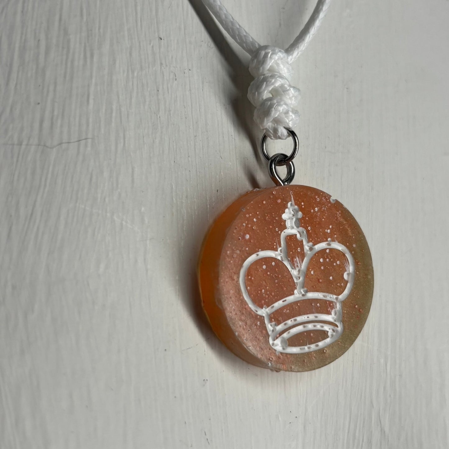 Spotted Orange King - Handmade Resin Chess Necklace