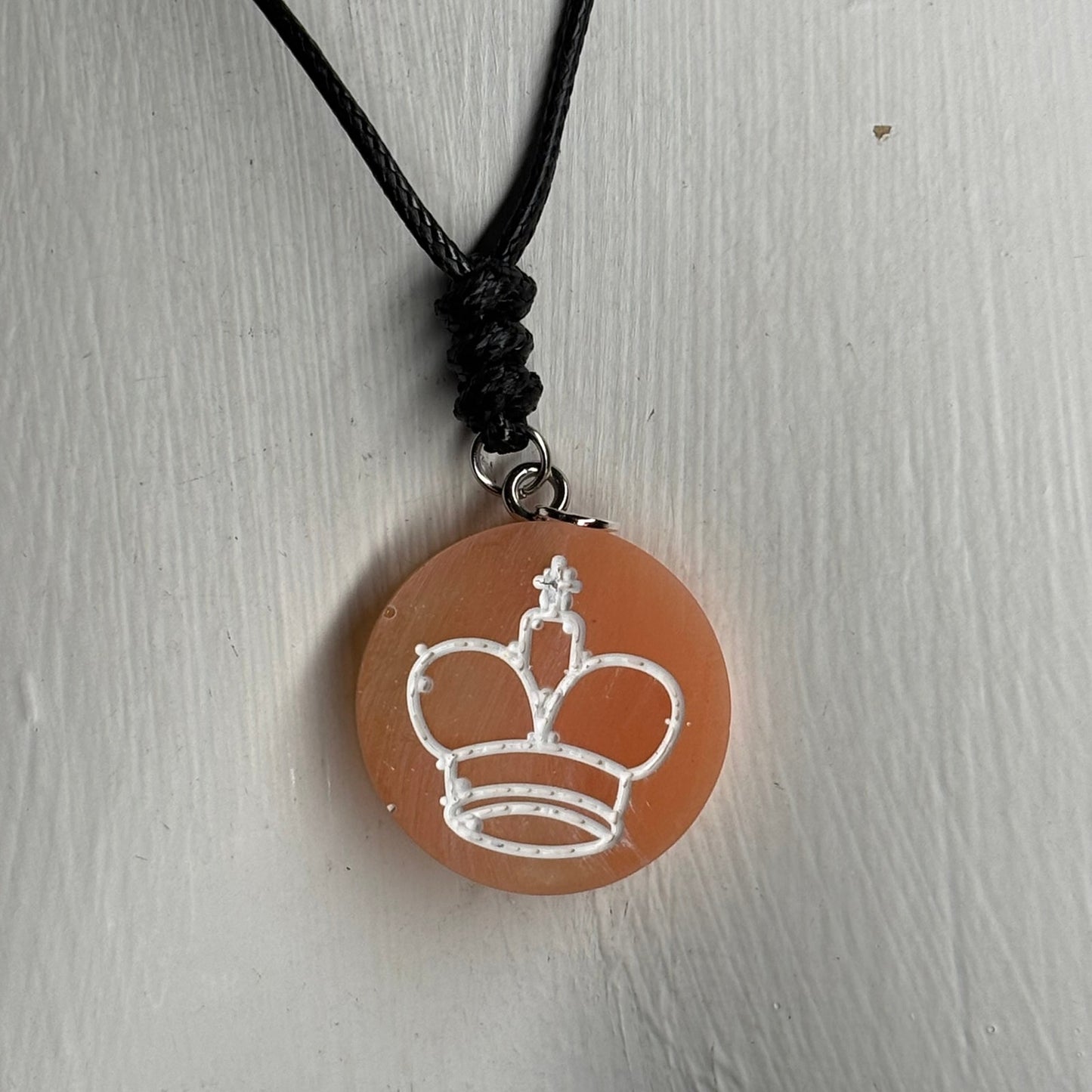 Peach Orange King - Handmade Resin Chess Necklace