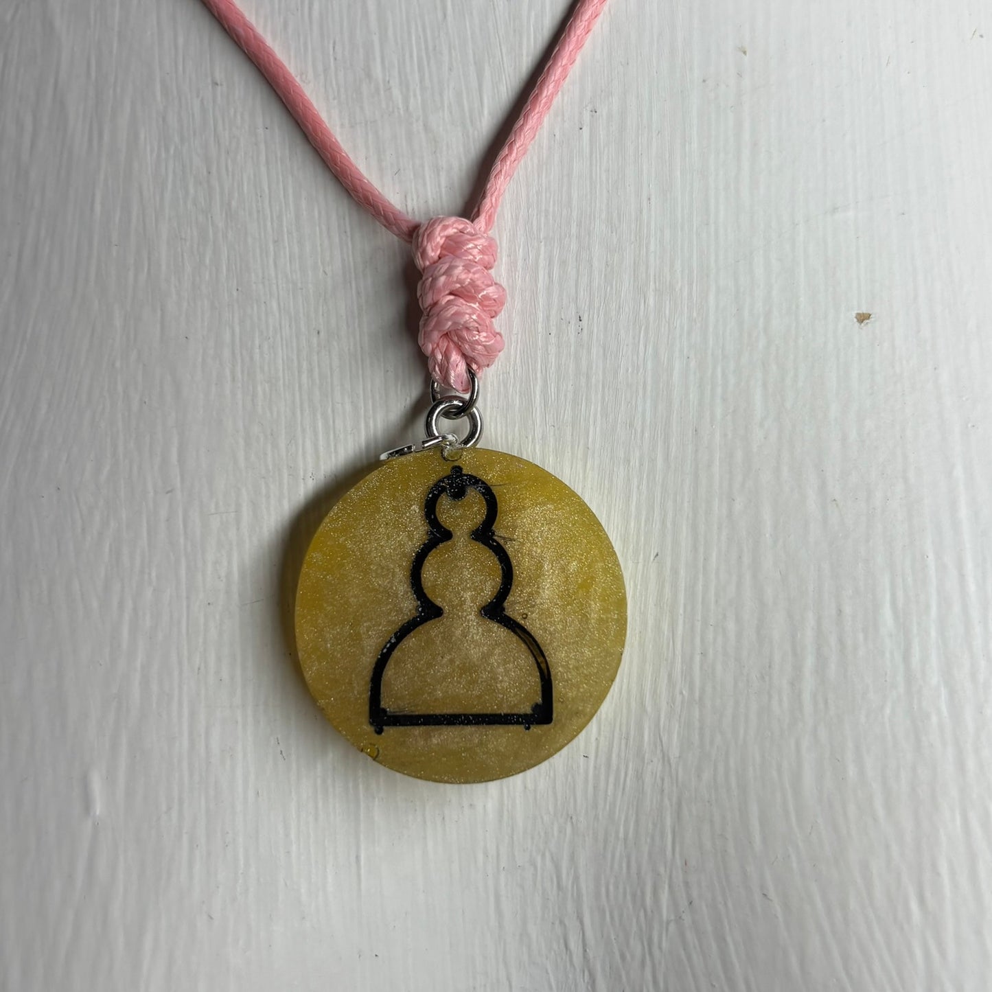 Sunset Yellow Pawn - Handmade Resin Chess Necklace