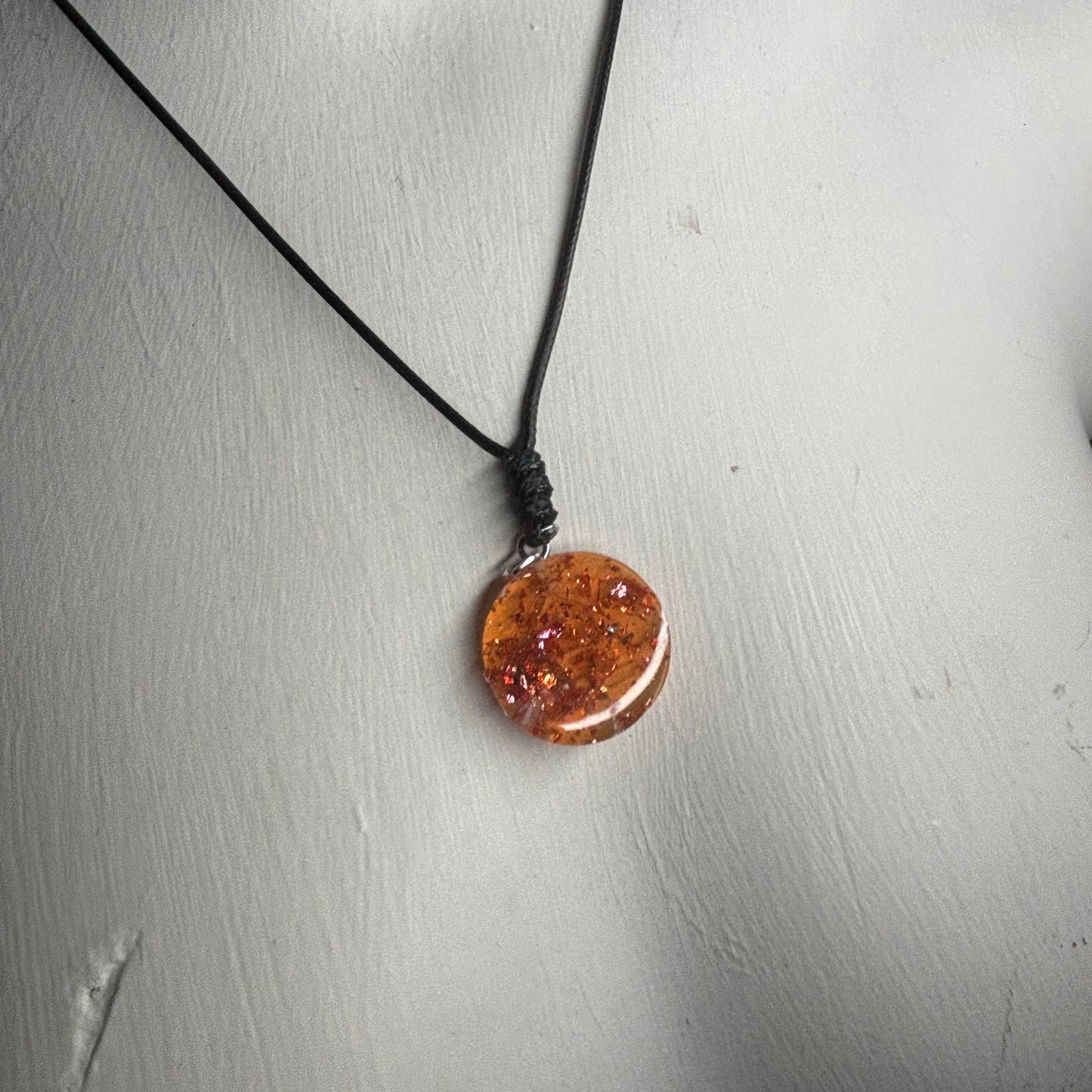 Orange Amber Bishop - Handmade Resin Chess Necklace