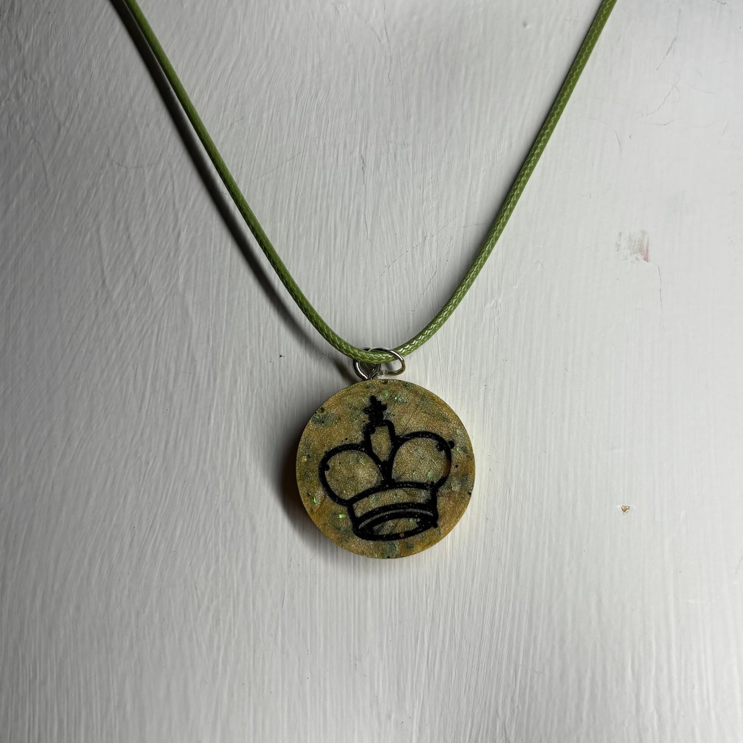 Modest Green King - Handmade Resin Chess Necklace