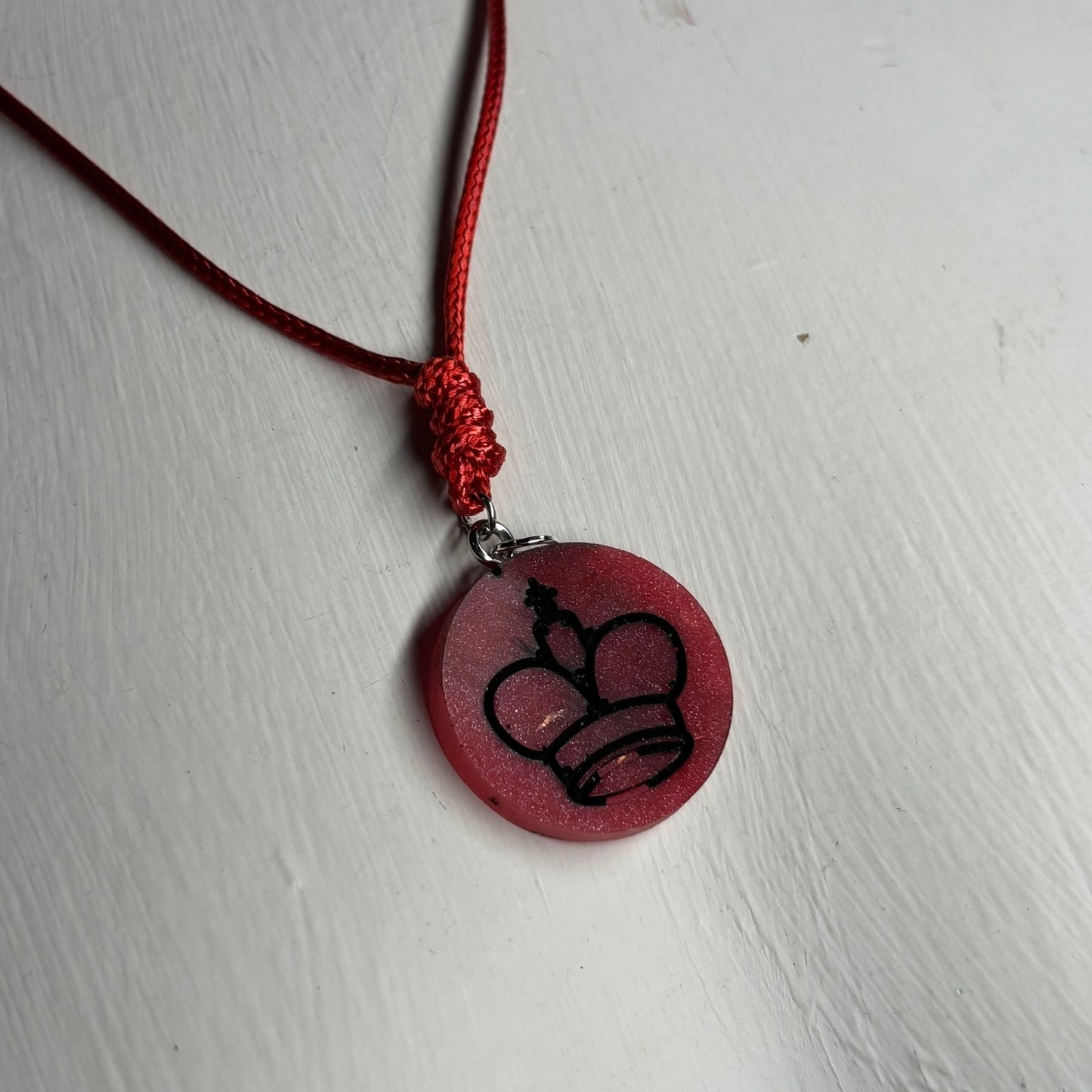 Folded Red King - Handmade Resin Chess Necklace