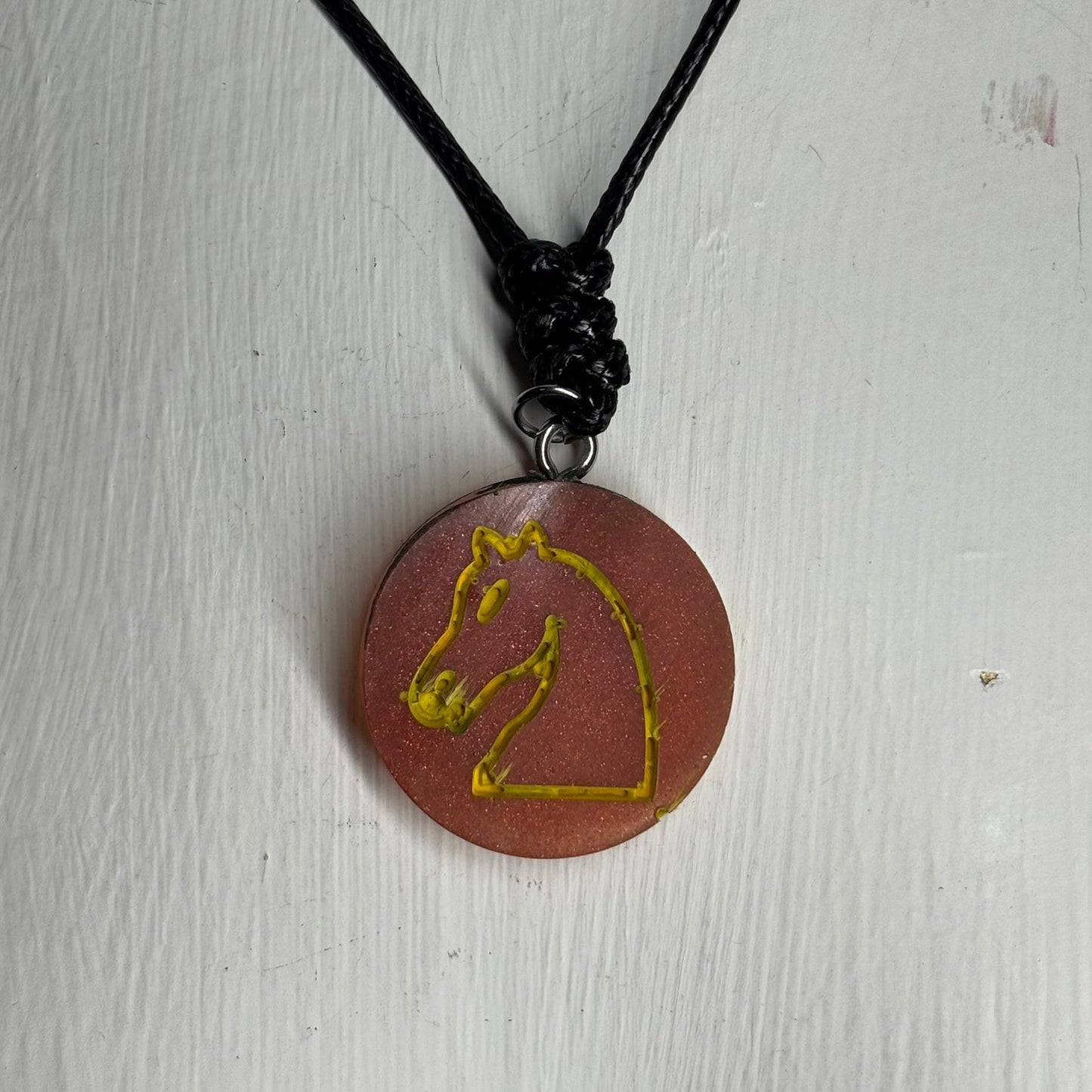 Red Knight - Handmade Resin Chess Necklace - Flat Edition