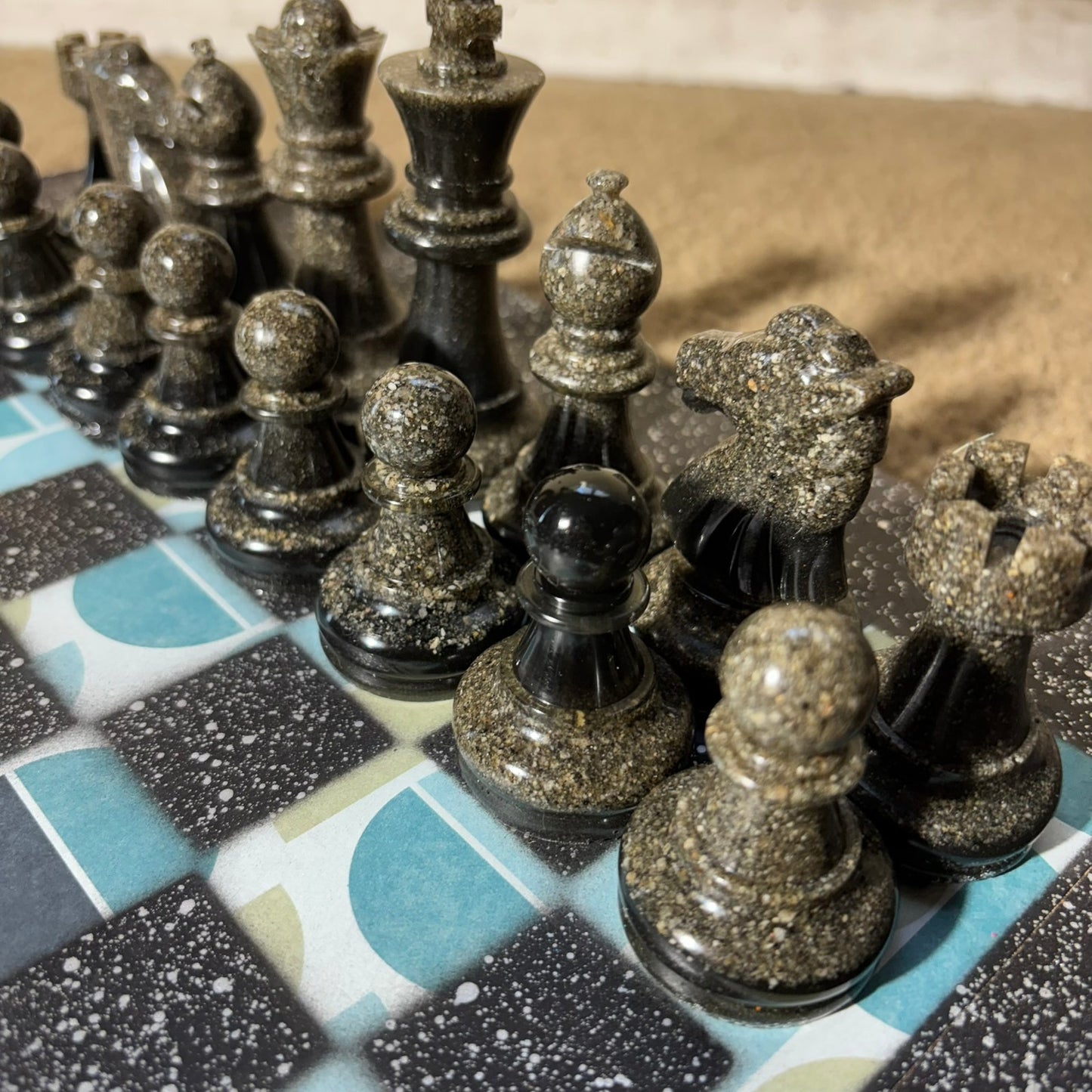 Vintage Blue - Large Deluxe Chess Set