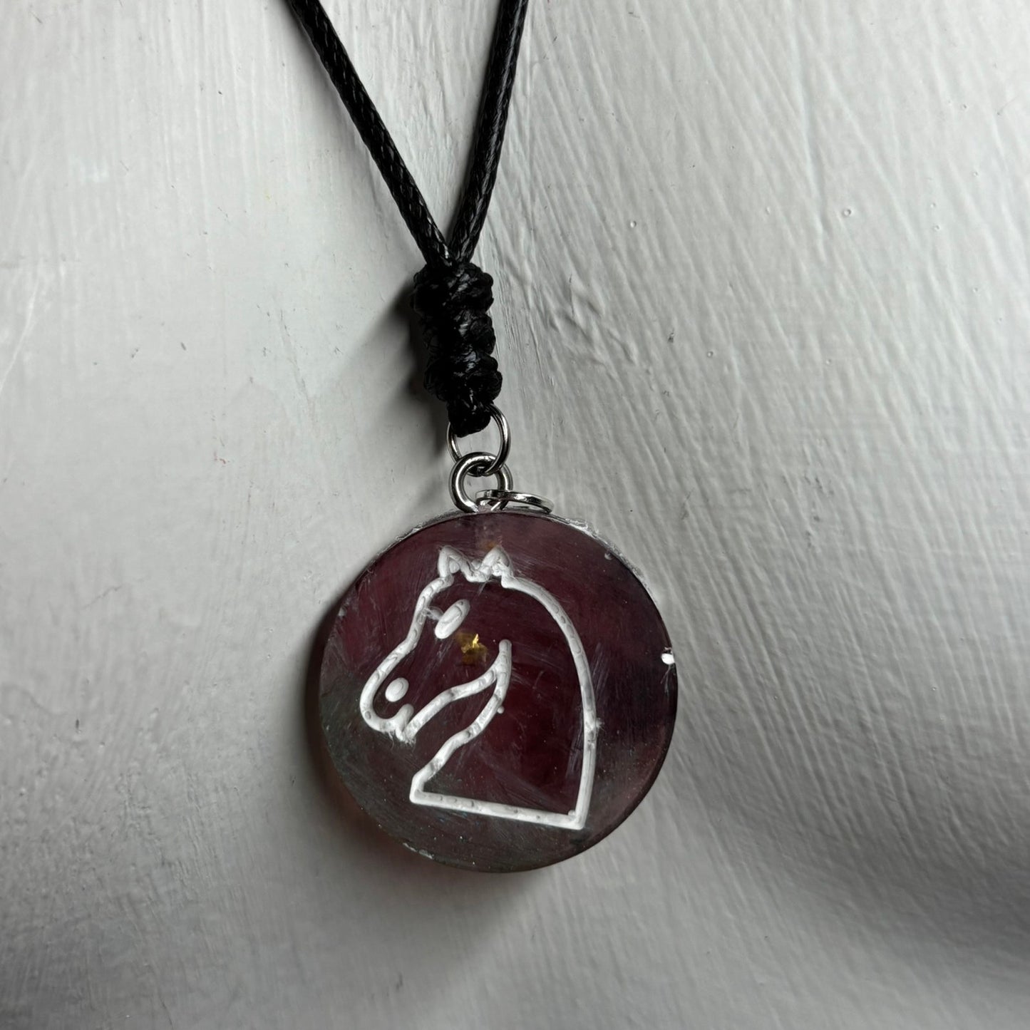 Coffee Brown Knight - Handmade Resin Chess Necklace