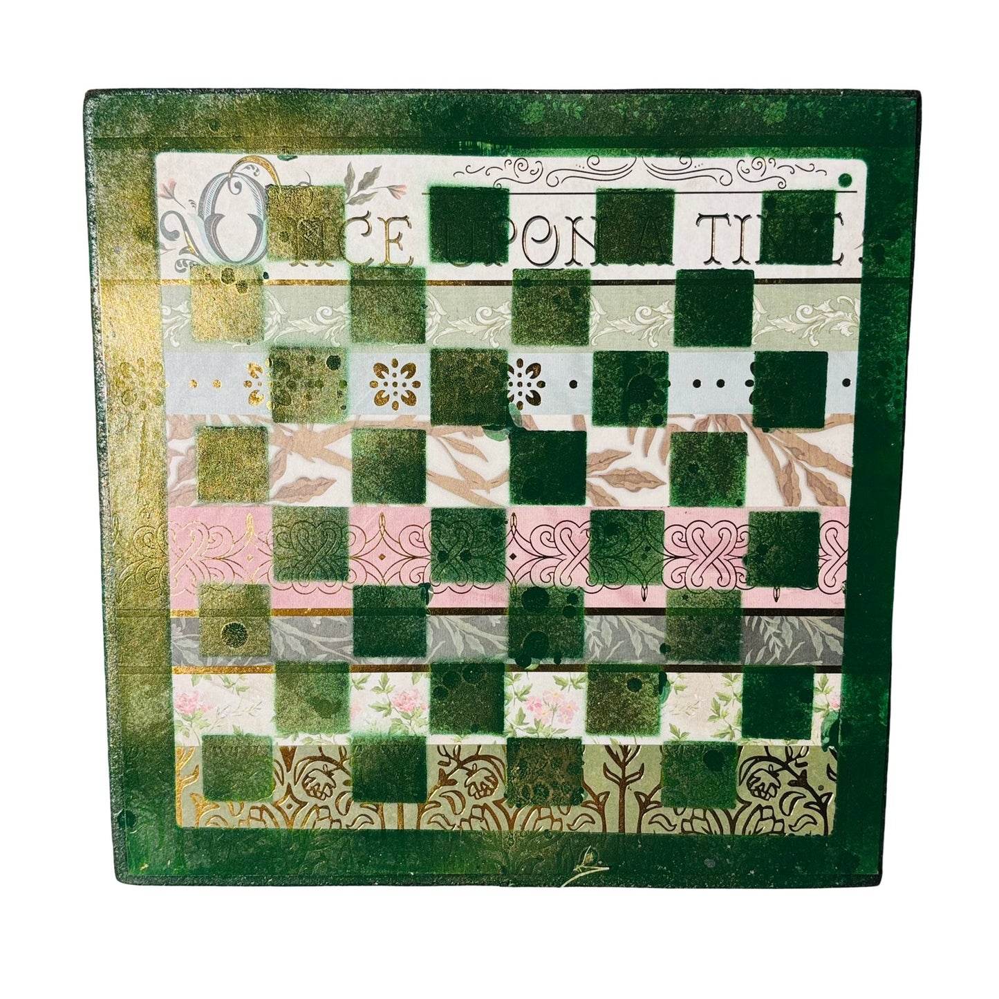 Green Collage - Scrapbook Chess Board