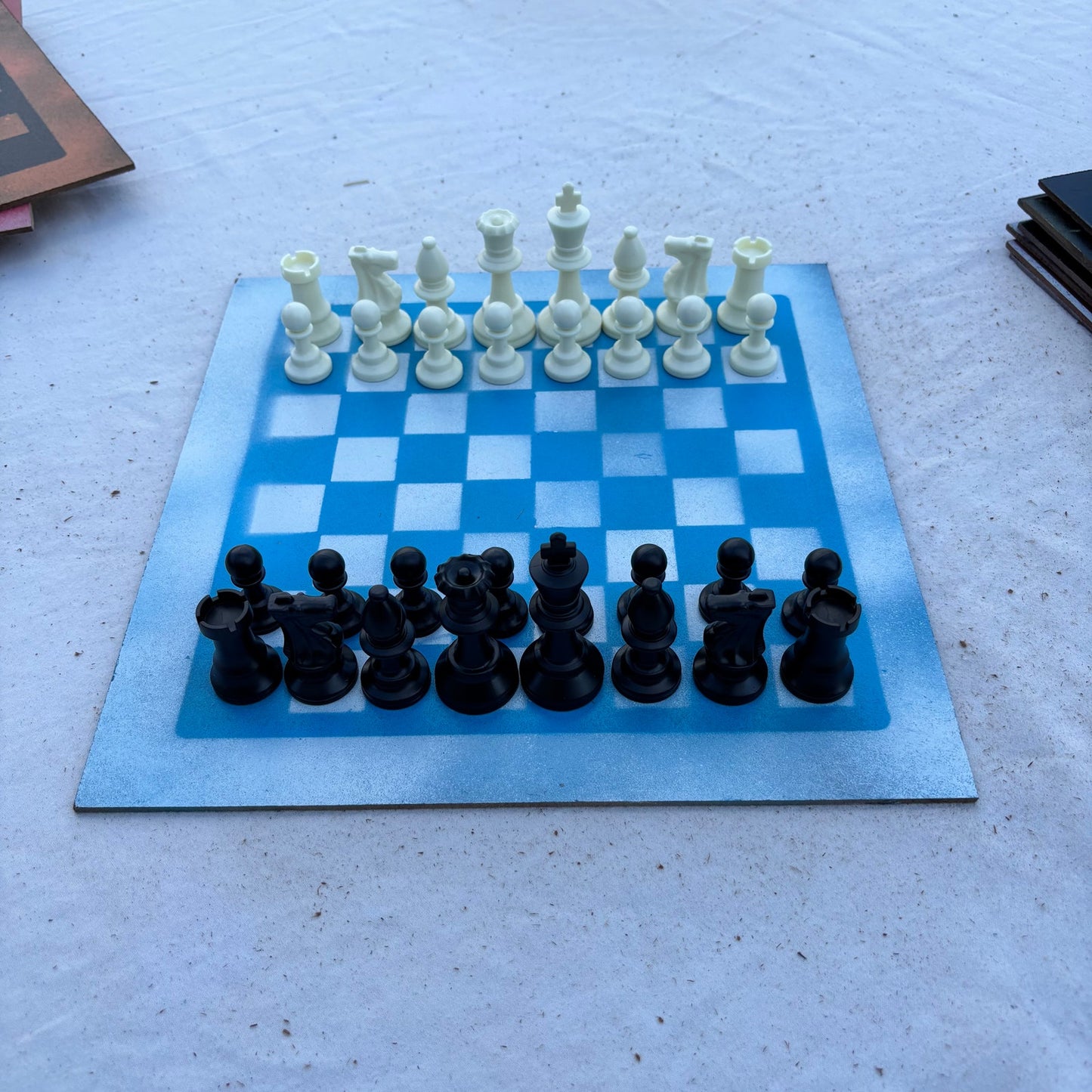 Blue & White - Painted Chess Set