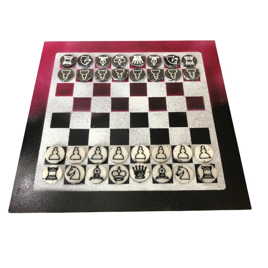 Violet & Black - Painted Chess Set