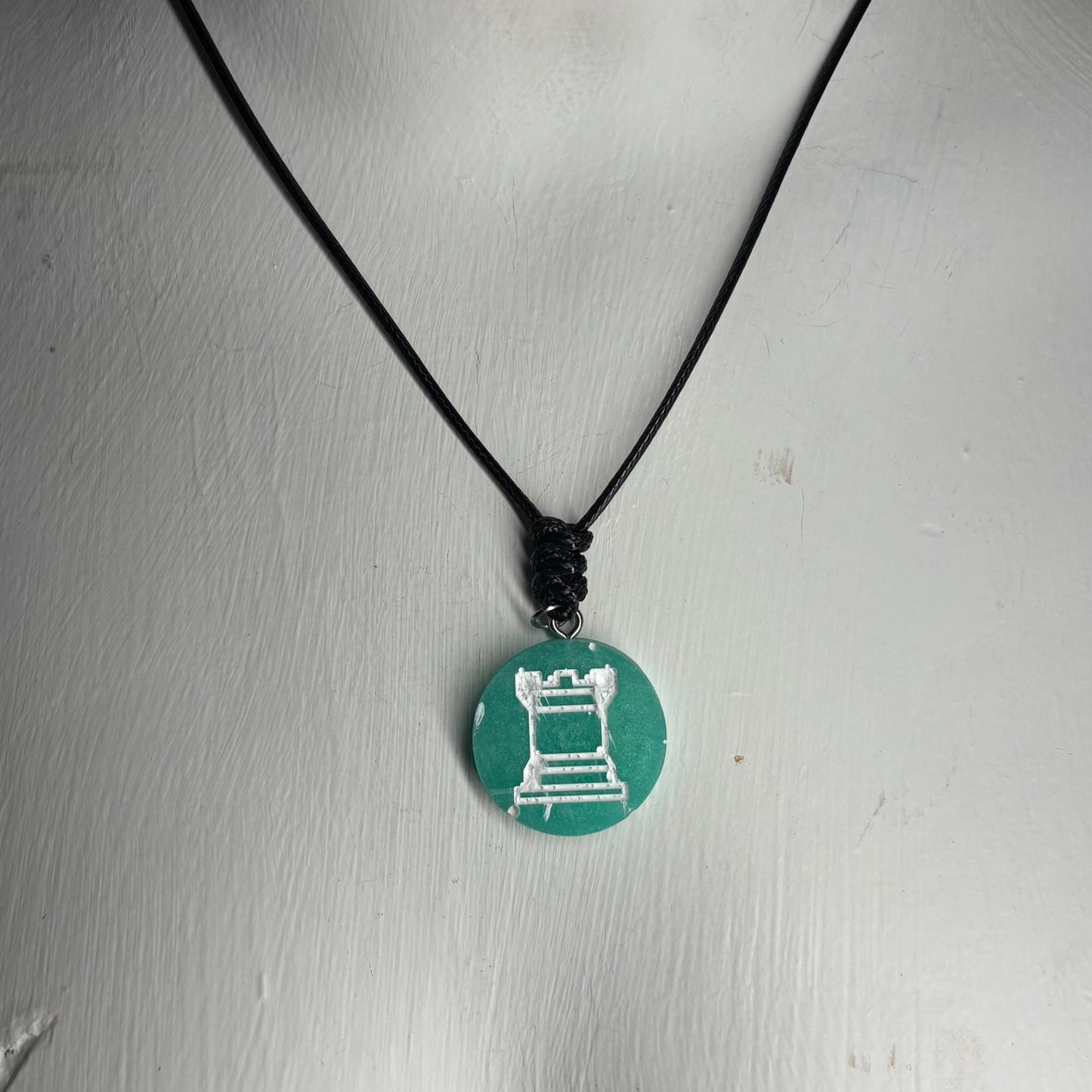 Mint Green Rook - Handmade Resin Chess Necklace