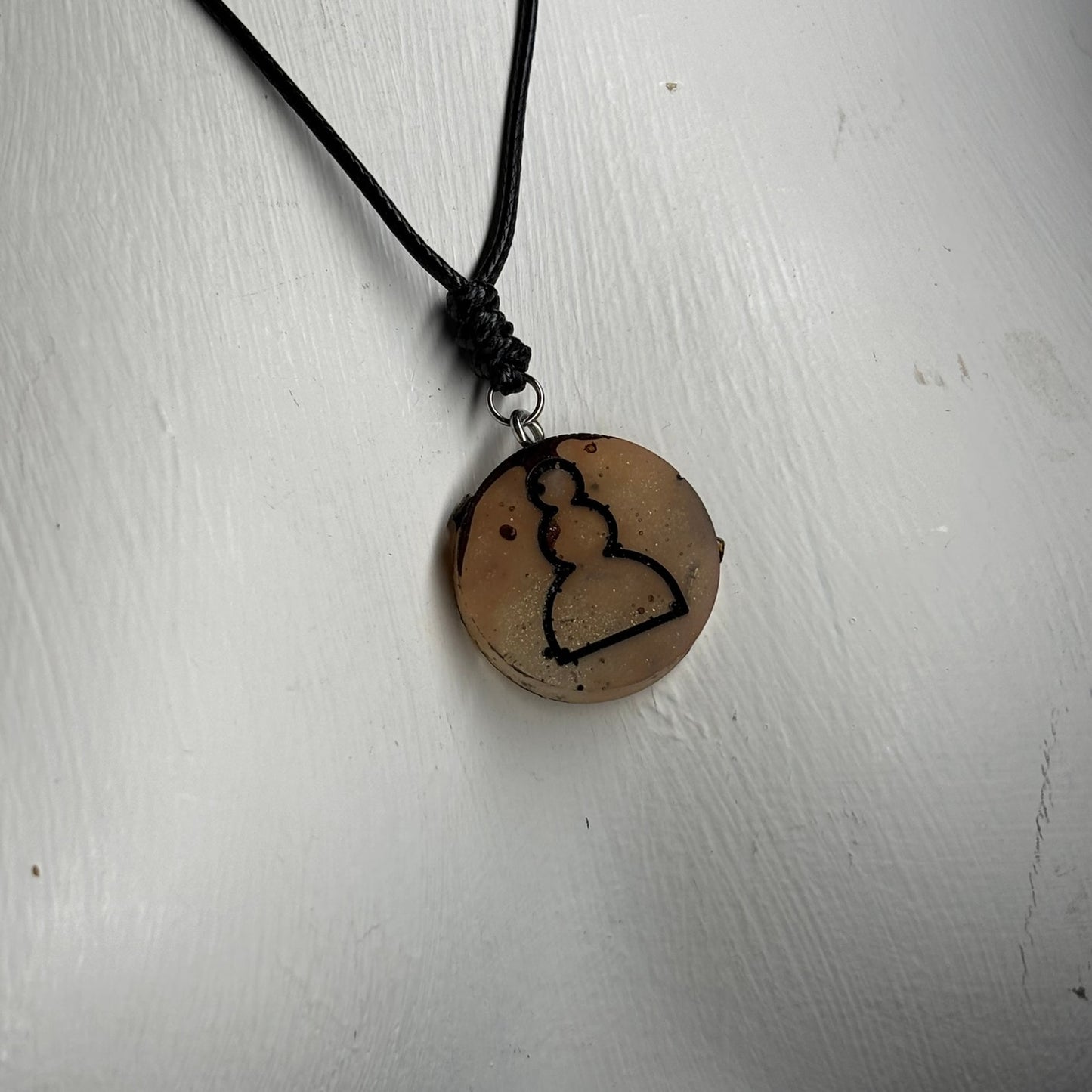 Orange Cream Pawn - Handmade Resin Chess Necklace