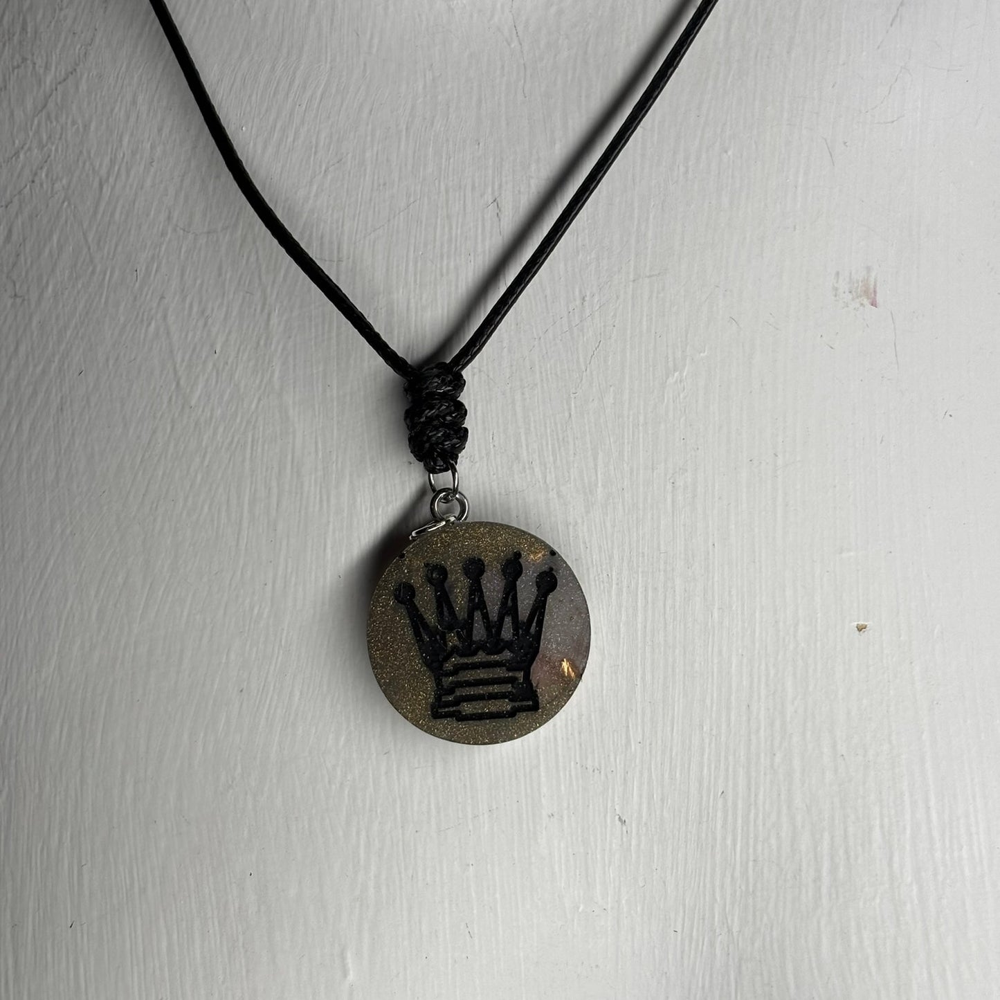 Dark Green Queen - Handmade Resin Chess Necklace