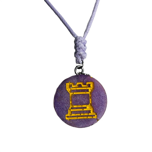 Purple Rook - Handmade Resin Chess Necklace