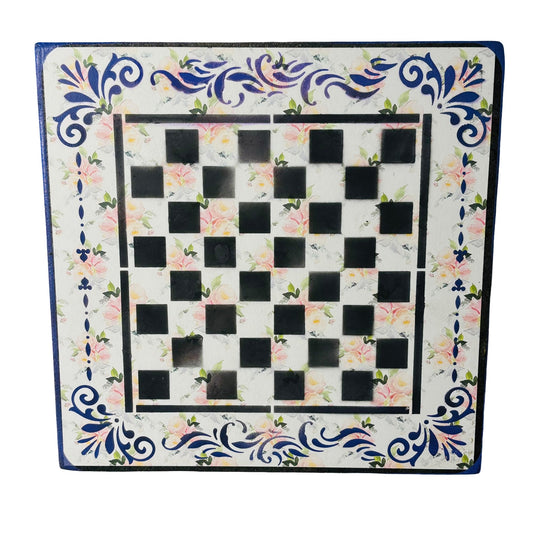 Purple & Soft Pink Flowers - Scrapbook Chess Board