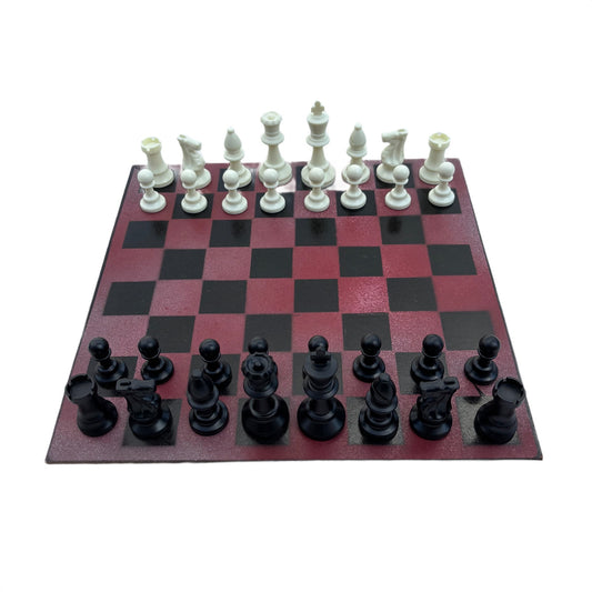 Burgundy Red - Painted Chess Set