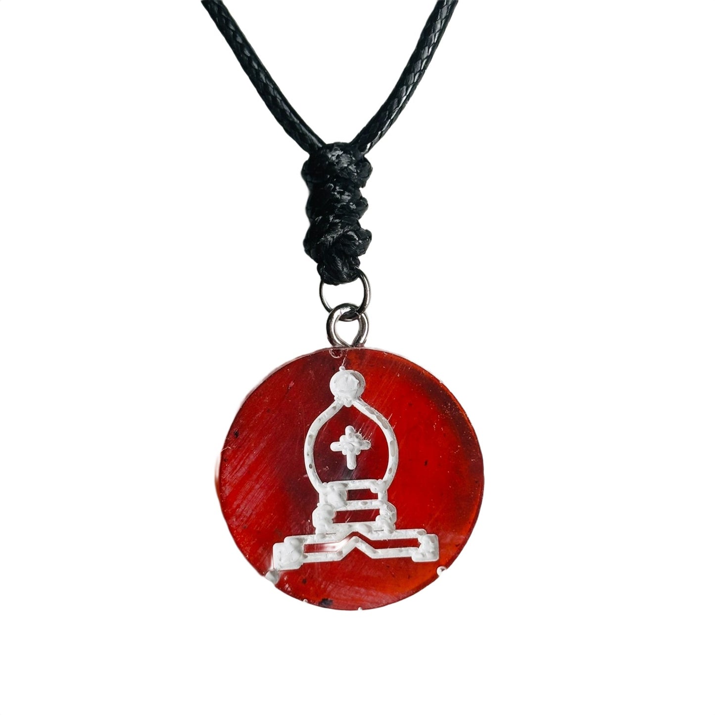 Cherry Red Bishop - Handmade Resin Chess Necklace
