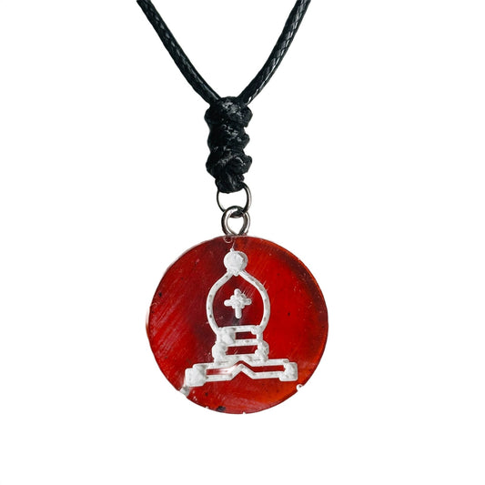 Cherry Red Bishop - Handmade Resin Chess Necklace