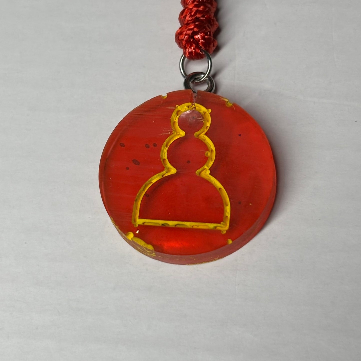 Cherry Red Pawn - Handmade Resin Chess Necklace