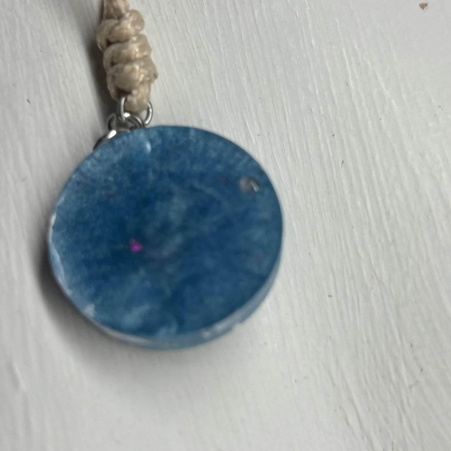 Cream Blue Rook - Handmade Resin Chess Necklace