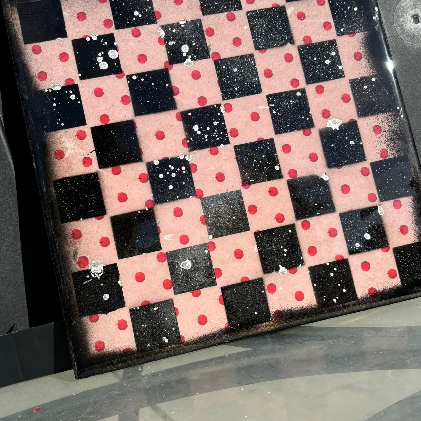 Dotted Pink - Resin Coated Chess Board