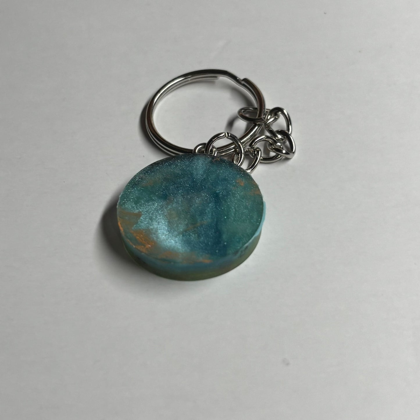 Blue Green Rook - Handmade Resin Keychain - Flat Edition