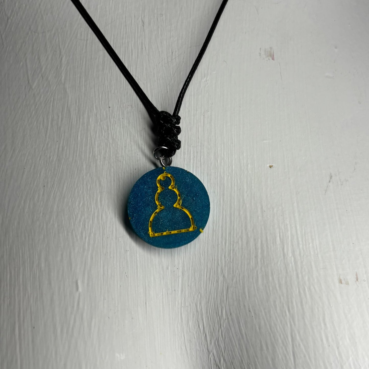 Blue Pawn - Handmade Resin Chess Necklace