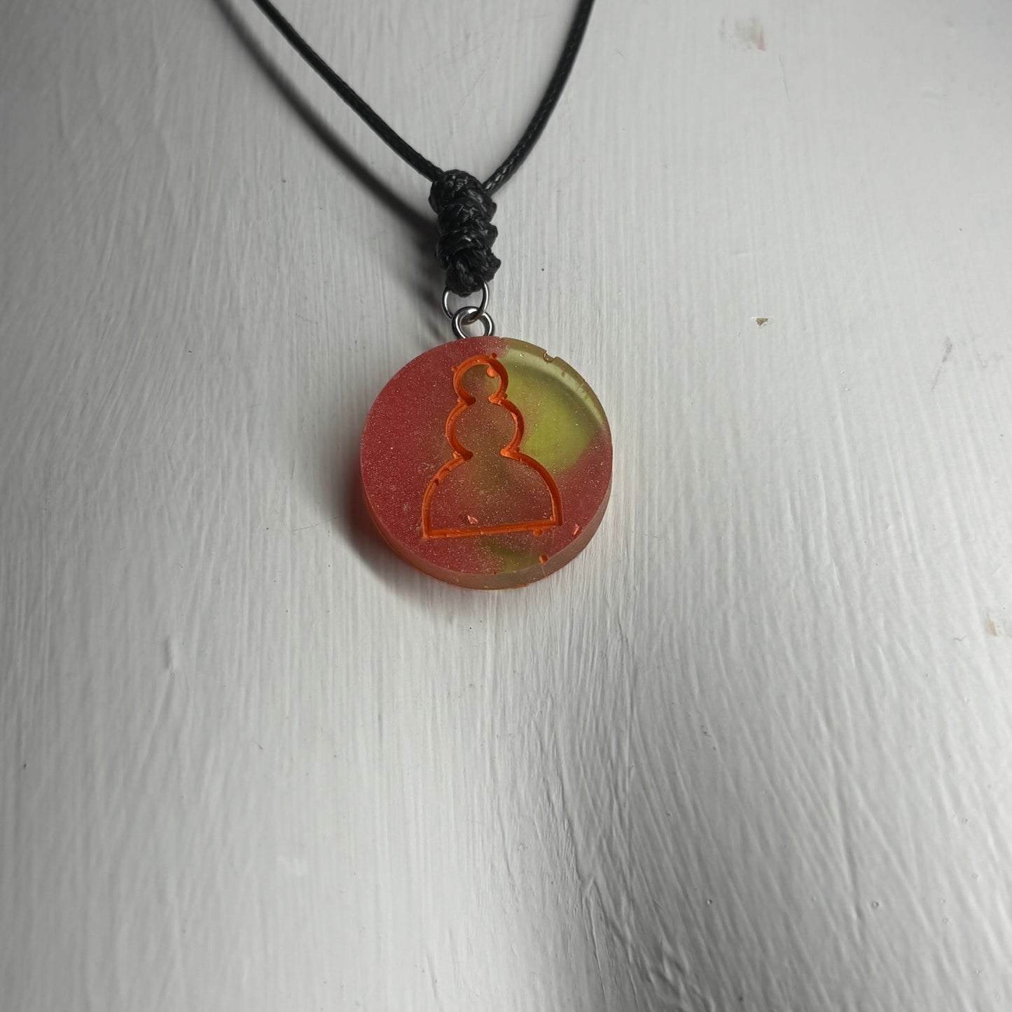 Green Pink Pawn - Handmade Resin Chess Necklace