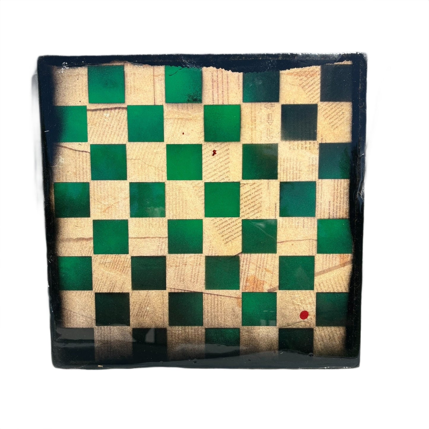 Vintage Green Cream - Resin Coated Chess Board