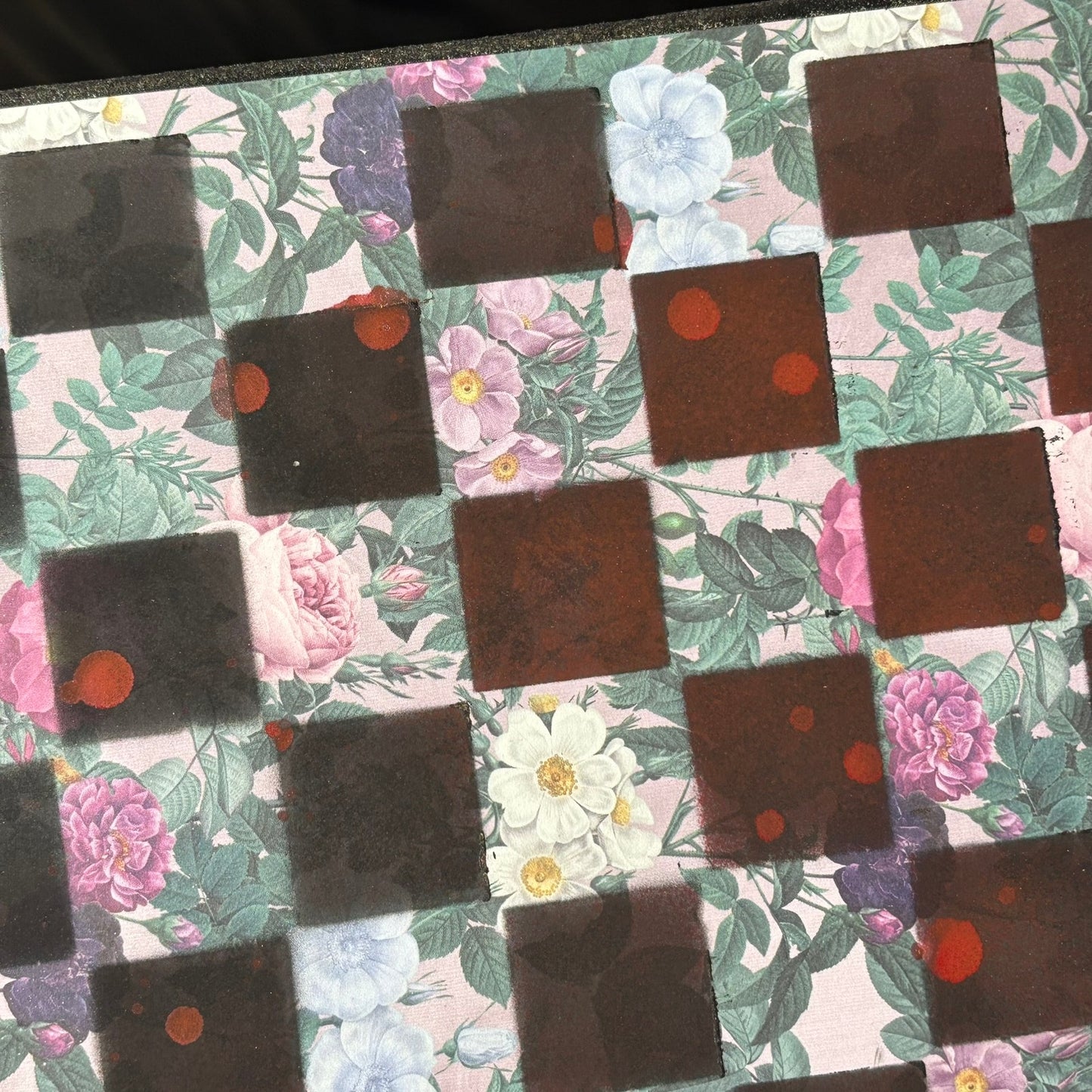 Vintage Flowers - Scrapbook Chess Board