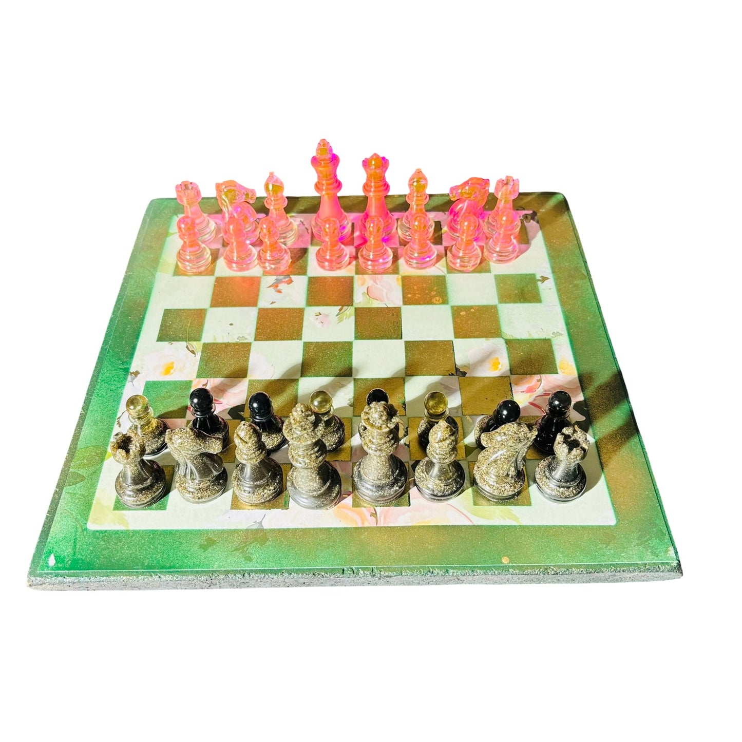 Luxury Pink Green - Scrapbook Chess Set
