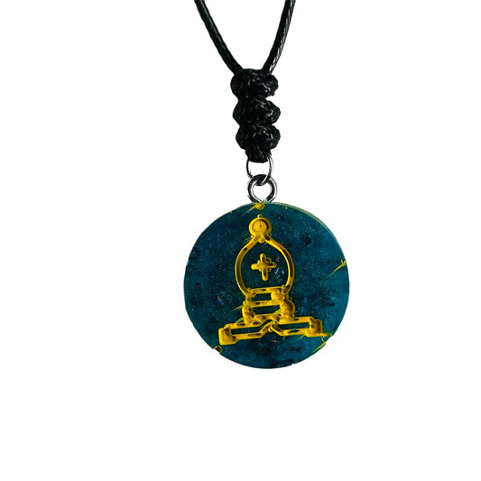 Dark Aqua Blue Bishop - Handmade Resin Chess Necklace