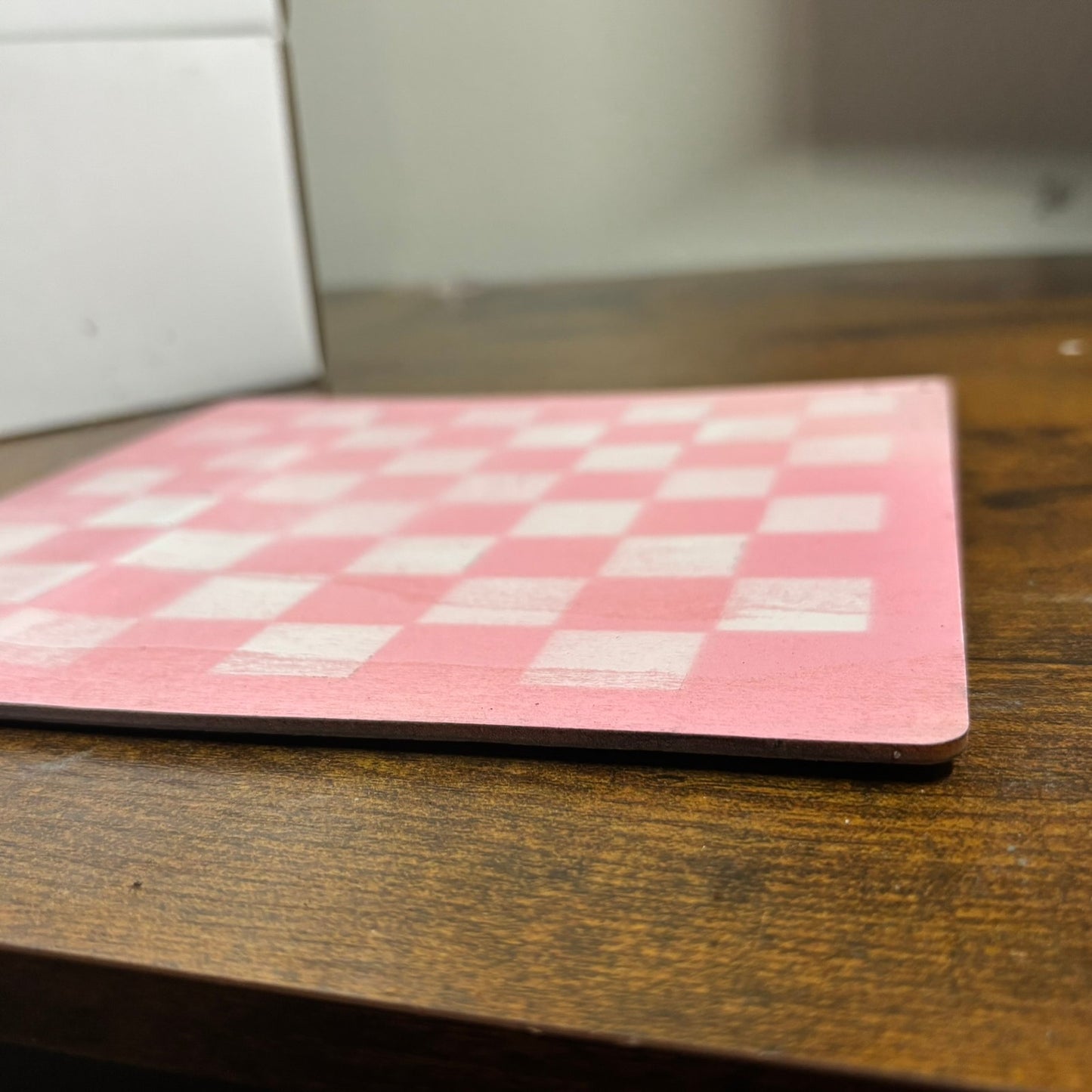 Light Pink & White - Painted Thin Wooden Chess Board