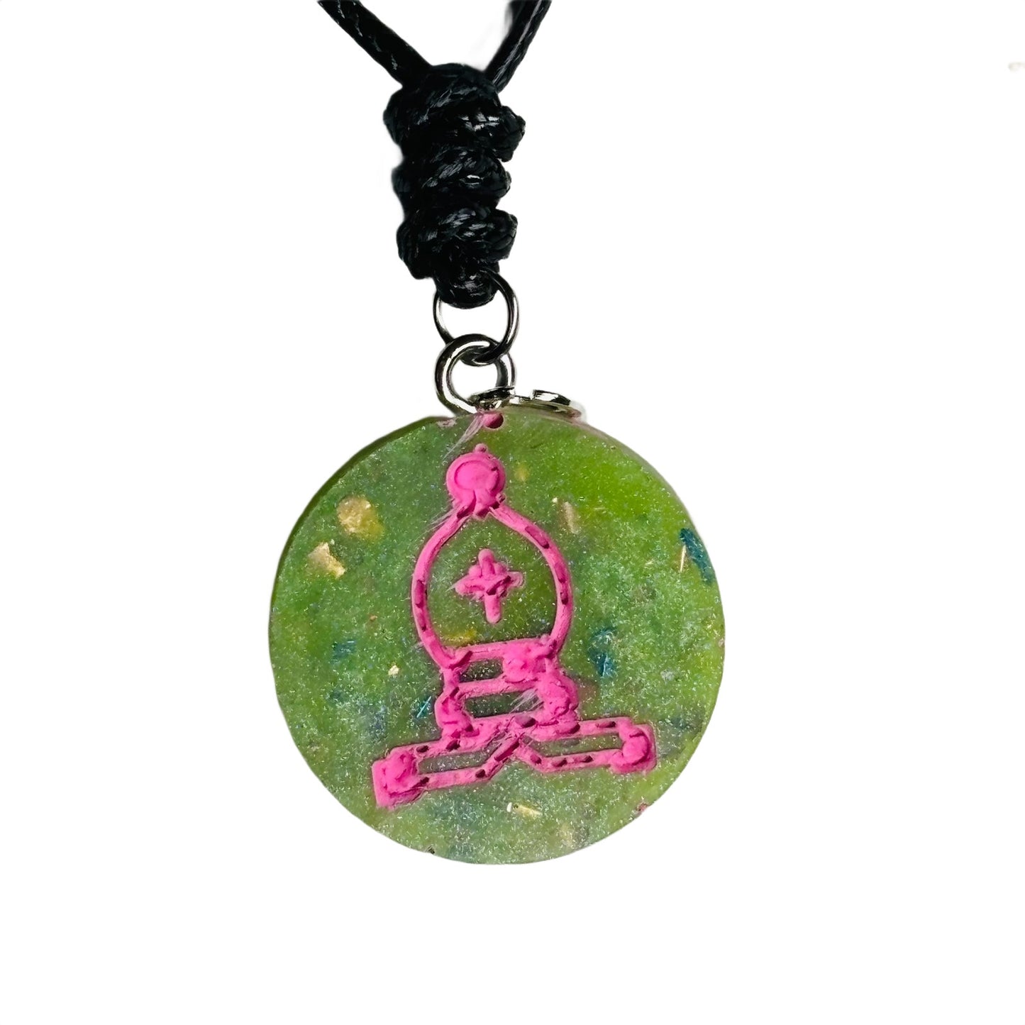 Crystal Green Bishop - Handmade Resin Chess Necklace