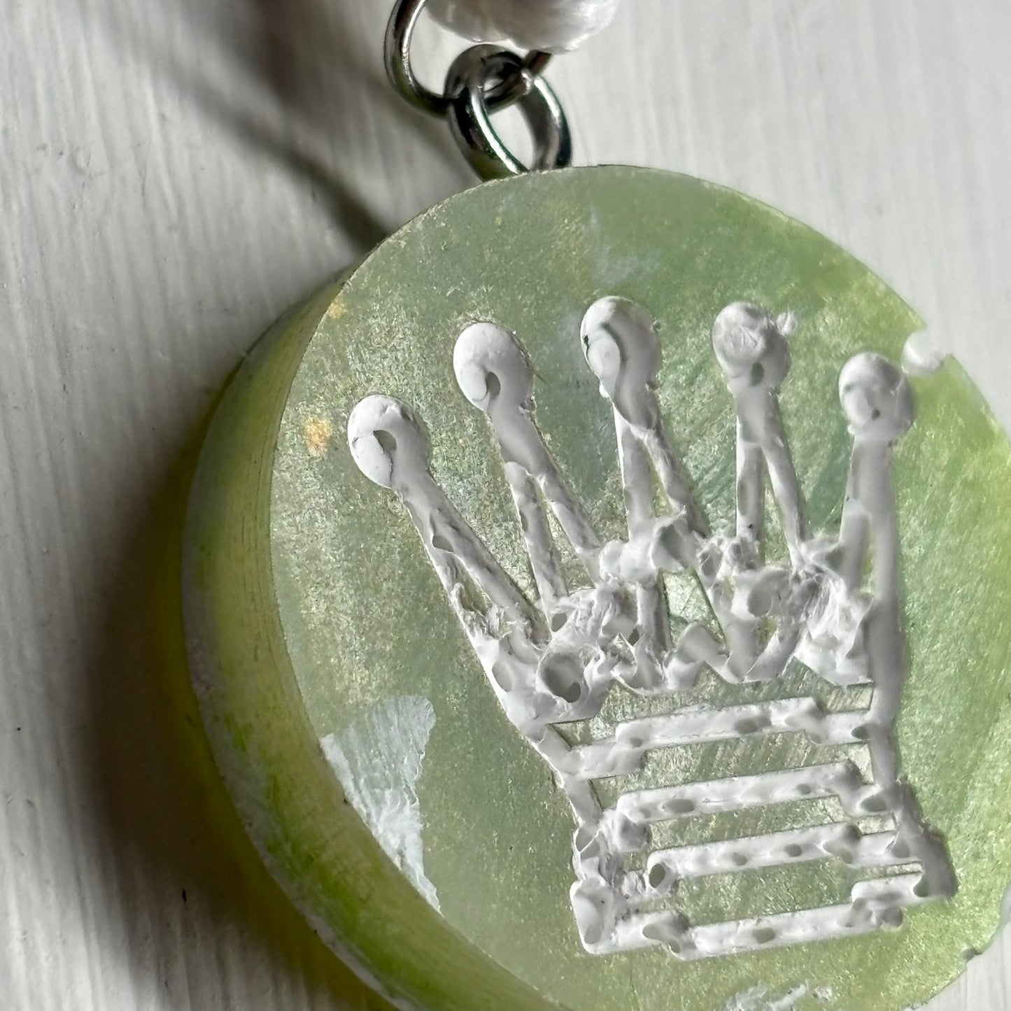 Green Queen - Handmade Resin Chess Necklace