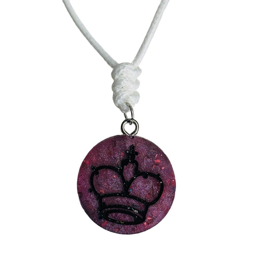 Purple King - Handmade Resin Chess Necklace - Flat Edition