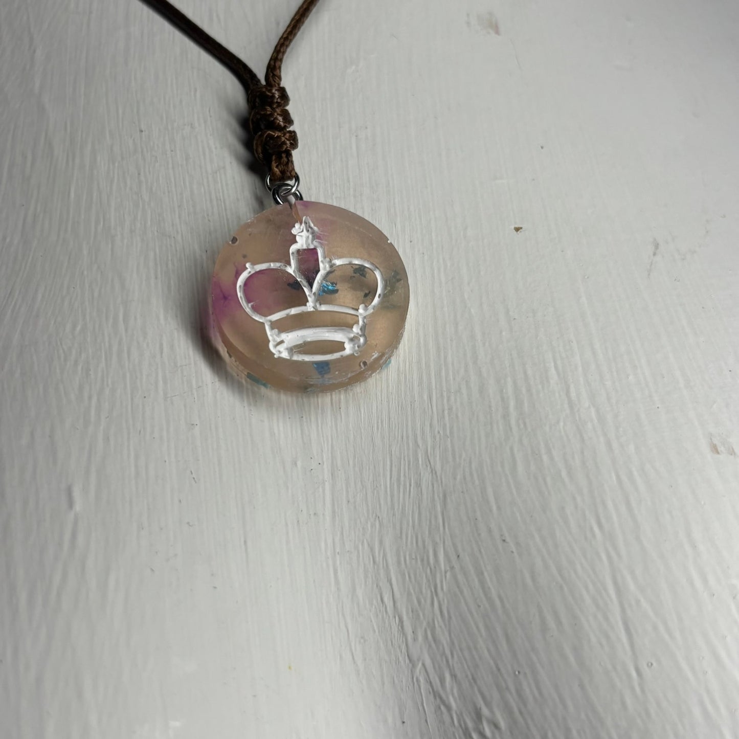 Creamy Mix King - Handmade Resin Chess Necklace