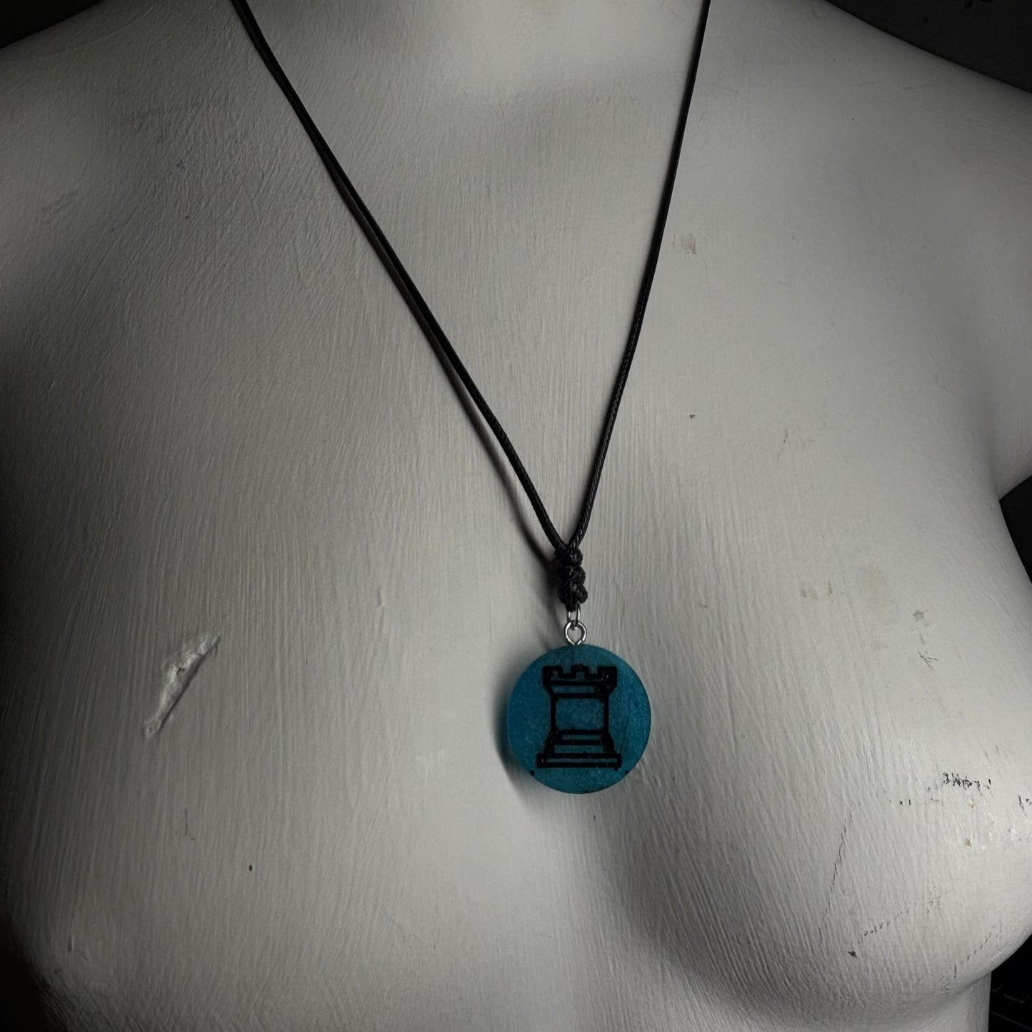 Blue Rook - Handmade Resin Chess Necklace