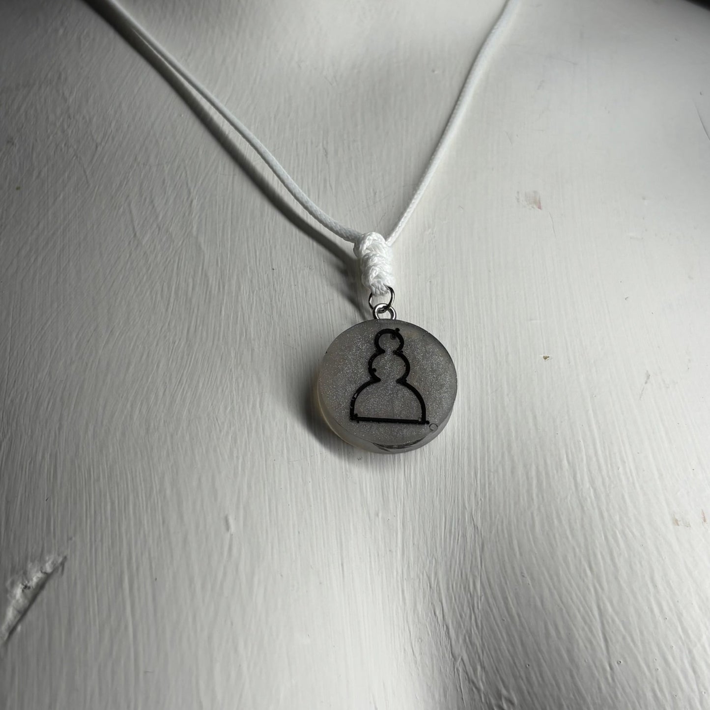 Silver Pawn - Handmade Resin Chess Necklace
