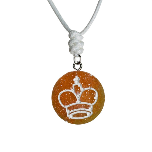 Spotted Orange King - Handmade Resin Chess Necklace
